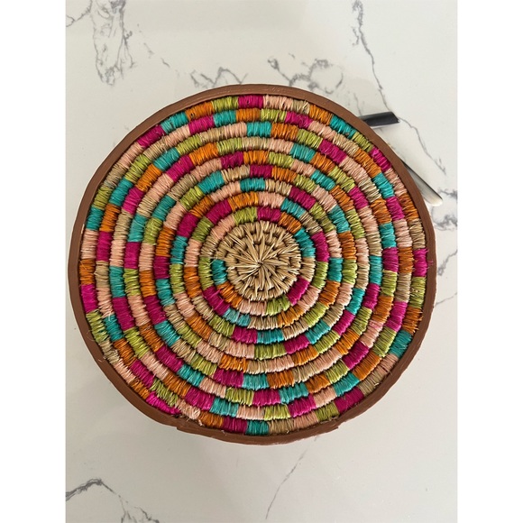 NWT. KHOKHO Sindi Circle Bag With Strap. Smoke & Multi Color Weave & Leather. - Picture 5 of 8